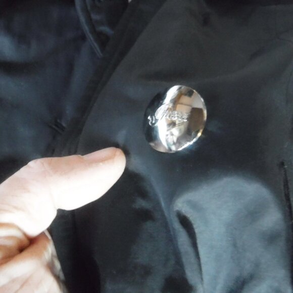 Womens Guess Small Petite Long Jacket Black Pre Owned - Picture 6 of 12